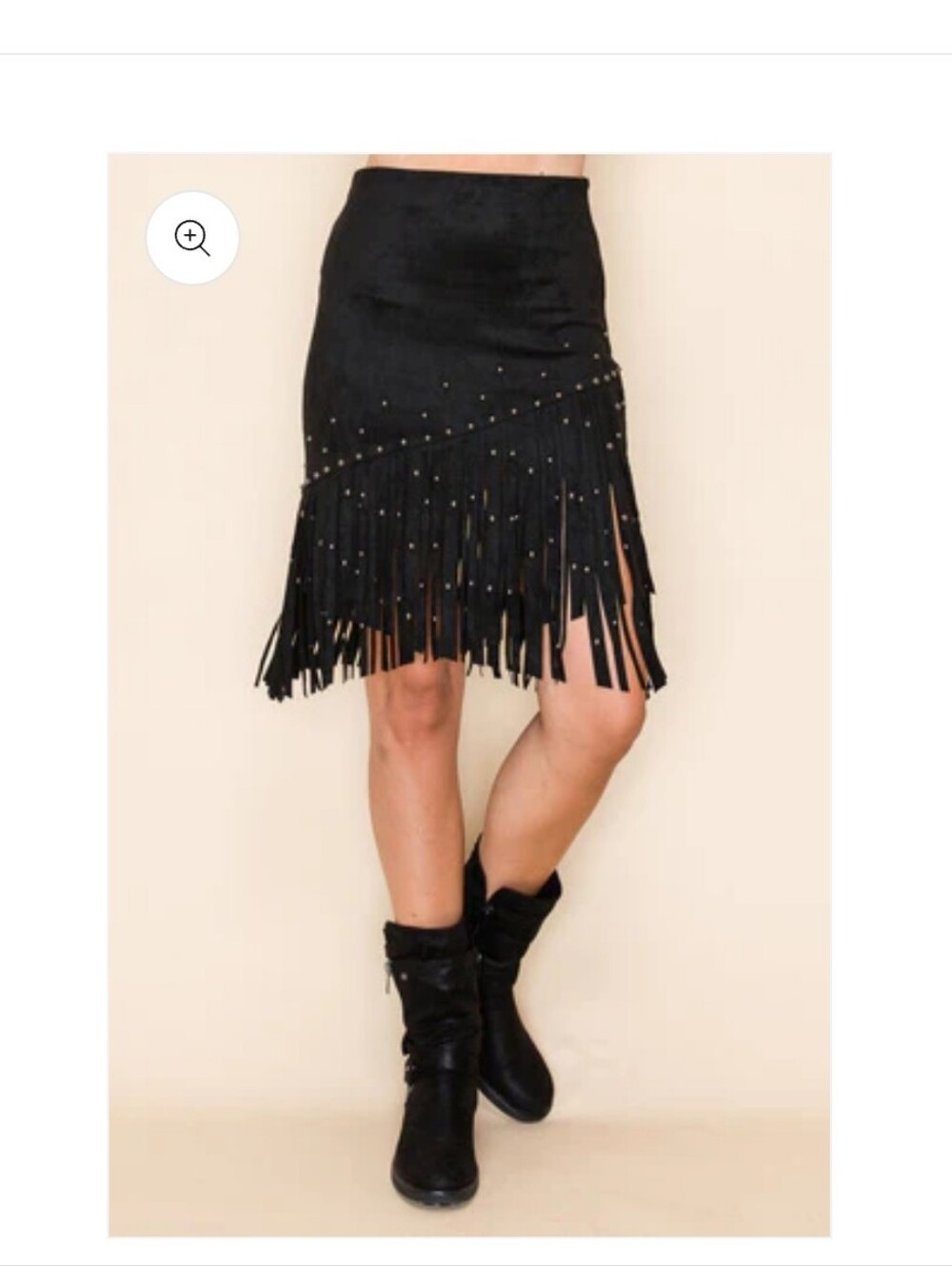 Black Suede Fringe Skirt - Picture 2 of 2